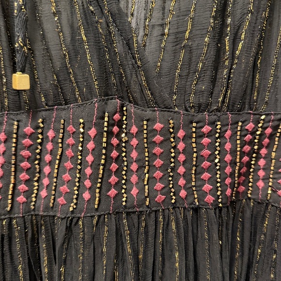 Black & Gold Metallic, Midi Dress by Floriat from Anthropologie. Size Small - Picture 13 of 16